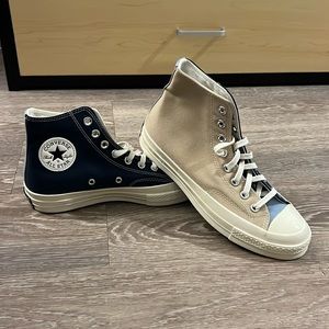 Converse Chuck 70 Tan and Blue High Top Sneakers